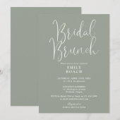 Invitation Bouquet de mariage élégant écriture vert sauge (Devant / Derrière)