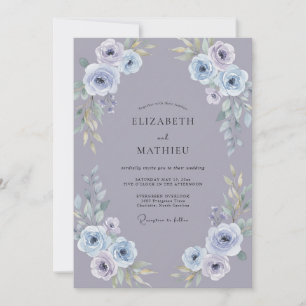 Invitation Bouquet de mariage en acier et pervenche Eucalyptu
