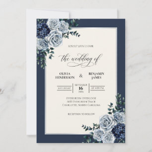 Invitation Bouquet de mariage Eucalyptus Ardoise de Minuit