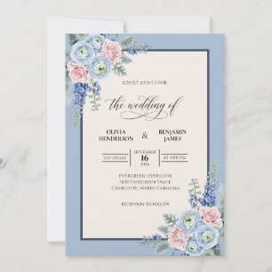 Invitation Bouquet de mariage eucalyptus Crème Bleuet