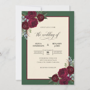 Invitation Bouquet de mariage eucalyptus Forêt Carmin