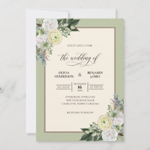 Invitation Bouquet de mariage eucalyptus lavande olive