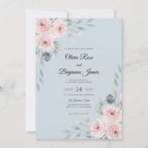 Invitation Bouquet de mariage Eucalyptus Sky Blush