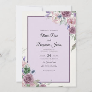 Invitation Bouquet de mariage Eucalyptus Violet Améthyste