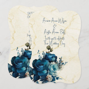 Invitation Bouquet de mariage floral sarcelle foncé