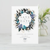 Invitation Bouquet de Mariage Floral turquoise bleu (Debout devant)
