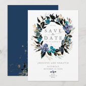 Invitation Bouquet de Mariage Floral turquoise bleu (Devant / Derrière)