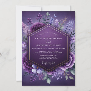 Invitation Bouquet de mariage pourpre poétique