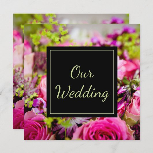 Invitation Bouquet de Mariage Rose (Devant / Derrière)