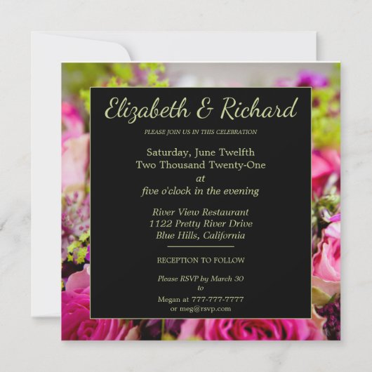 Invitation Bouquet de Mariage Rose (Dos)