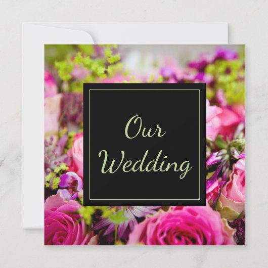 Invitation Bouquet de Mariage Rose (Devant)