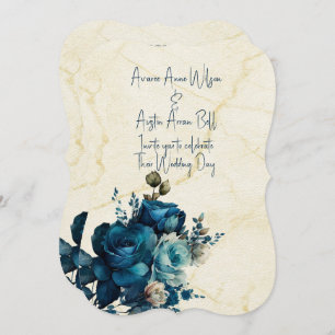 Invitation Bouquet de Mariage Turquoise foncé