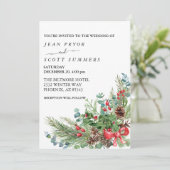 Invitation Bouquet de Noël d'hiver Aquarelle Mariage (Debout devant)