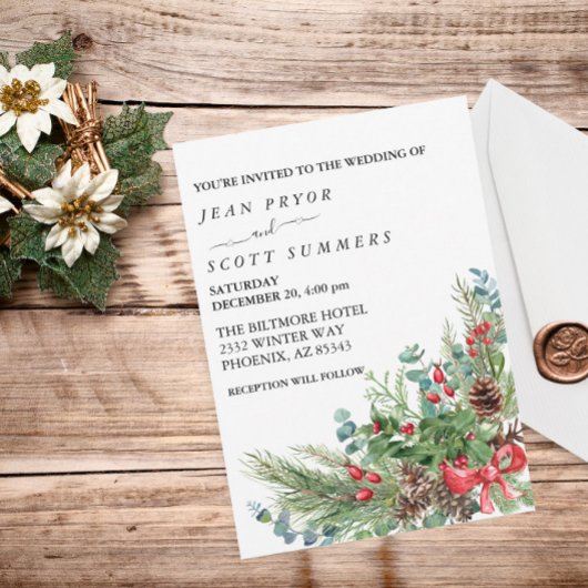 Invitation Bouquet de Noël d'hiver Aquarelle Mariage