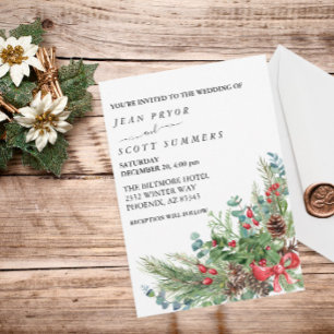 Invitation Bouquet de Noël d'hiver Mariage d'aquarelle
