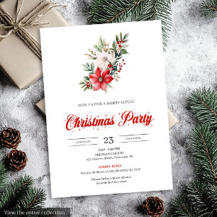 Invitation Bouquet de Noël minimaliste rouge et blanc Invitat