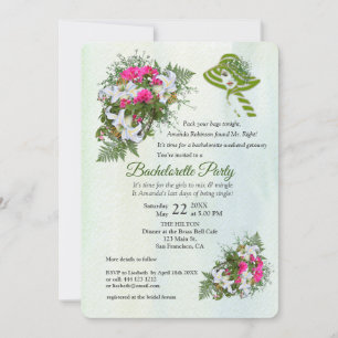 Invitation Bouquet de Parties scintillant d'or Bachelorette P