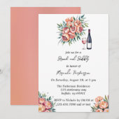 Invitation Bouquet de Pêche avec Brunch de Diamants et Bubbly (Devant / Derrière)