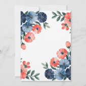 Invitation Bouquet de peinture bleu et corail Brunch et bulle (Dos)