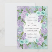 Invitation Bouquet de Pervenche Violette Mariage Eucalyptus (Devant / Derrière)