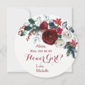 Invitation Bouquet de pivoine bordeaux aquarelle pour jeune f (Devant)