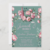 Invitation Bouquet de pivoine en aquarelle Brunch et bulle (Devant)