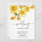 Invitation Bouquet de printemps jonquilles dorées fleurs mari (Devant)