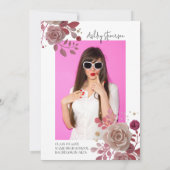 Invitation Bouquet de rose 3D photo florale graduation botani (Dos)