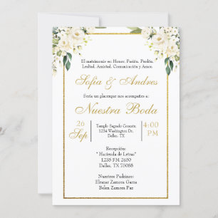 Invitation Bouquet de rose blanche