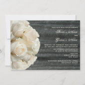 Invitation Bouquet de Rose blanche et Mariage de bois de Barn (Devant)