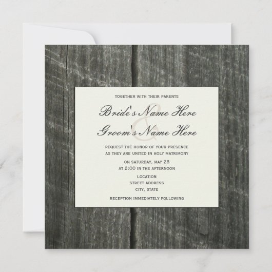 Invitation Bouquet de Rose blanche et mariage en bois d'Améri (Dos)