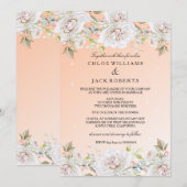 Invitation Bouquet de rose de corail blanc mariage (Devant / Derrière)