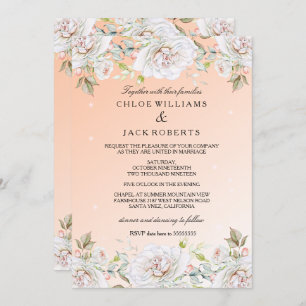 Invitation Bouquet de rose de corail blanc mariage