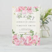 Invitation bouquet de rose et aquarelle de feuille verte (Debout devant)