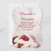 Invitation Bouquet de rose et mariage de robe rouge (Devant)
