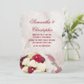 Invitation Bouquet de rose et mariage de robe rouge (Debout devant)