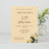 Invitation Bouquet de rose jaune 80e anniversaire Fête floral (Debout devant)