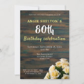 Invitation Bouquet de rose jaune 80e anniversaire Fête floral (Devant)