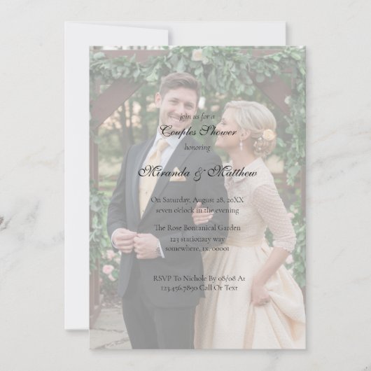 Invitation Bouquet de rose jaune beurre Couples Douche (Devant)