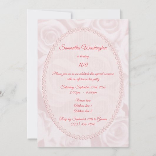 Invitation Bouquet de rose romantique 100e anniversaire (Dos)