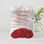 Invitation Bouquet de rose rouge et mariage de robe (Debout devant)