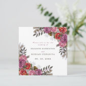 Invitation Bouquet de rose rouge violet (Debout devant)