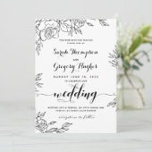 Invitation Bouquet de roses Calligraphie rustique de mariage (Debout devant)