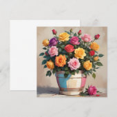 Invitation Bouquet de roses colorées (Devant / Derrière)