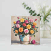 Invitation Bouquet de roses colorées (Debout devant)