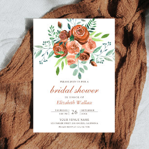 Invitation Bouquet de roses orange brûlé terreux pour la douc