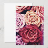 Invitation Bouquet de roses roses (Devant / Derrière)