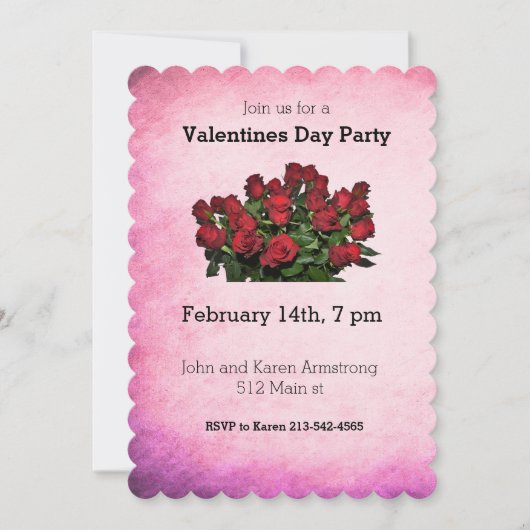 Invitation Bouquet de roses rouges (Devant)