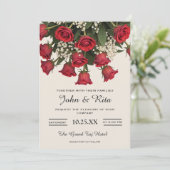 Invitation Bouquet de Roses Rouges romantiques Détails Mariag (Debout devant)