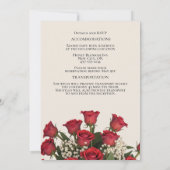 Invitation Bouquet de Roses Rouges romantiques Détails Mariag (Dos)